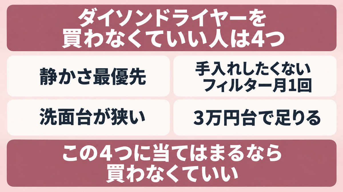 ダイソンドライヤーが向かない人の条件をイメージした画像