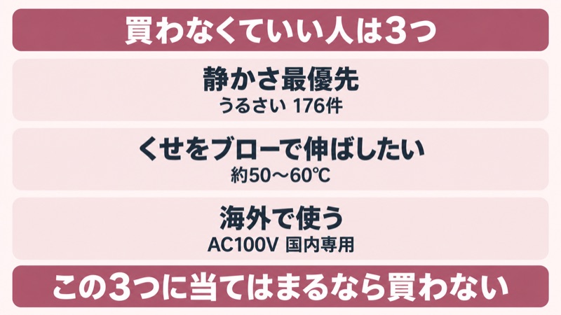 リファドライヤーの買わなくていい3つの条件をイメージした画像
