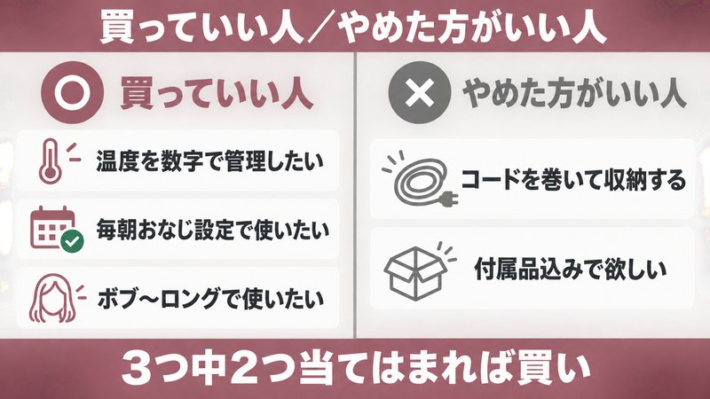 サロンムーンを買っていい人とやめた方がいい人の判定表の図