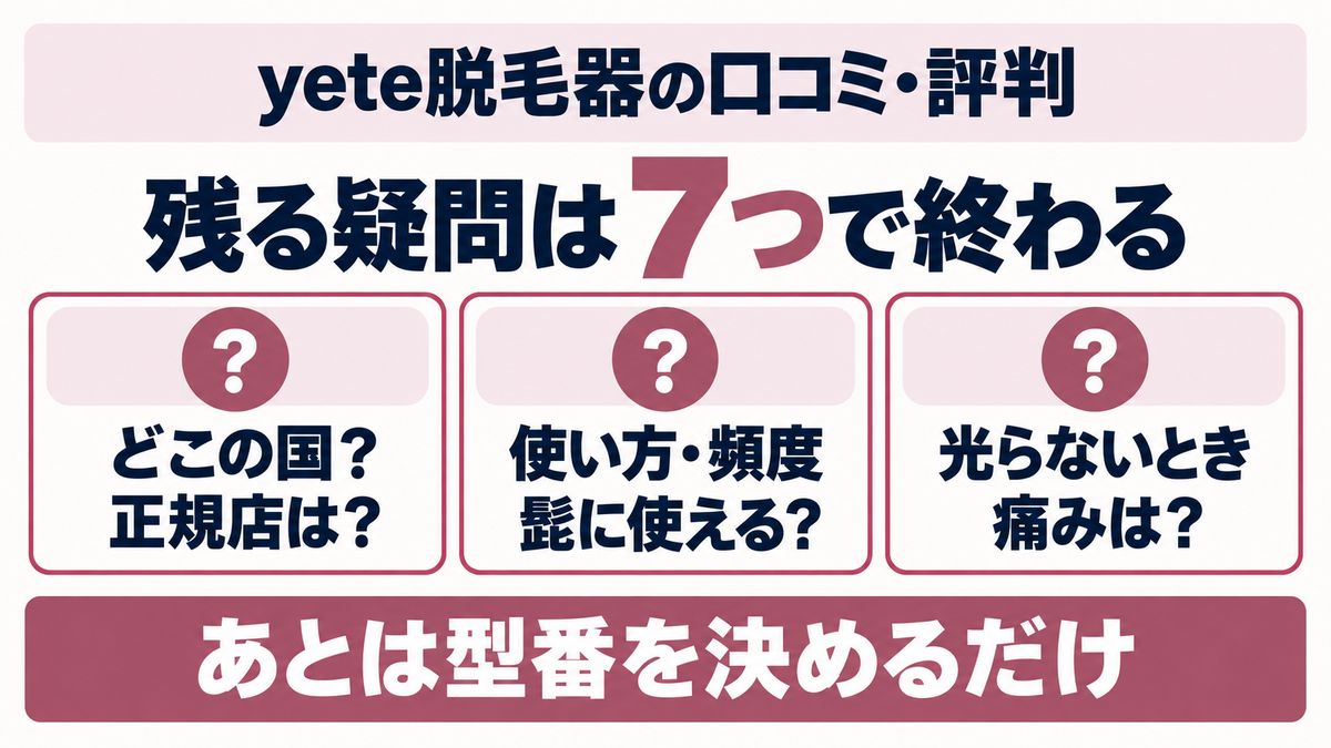 yete脱毛器のよくある疑問への回答をイメージした画像